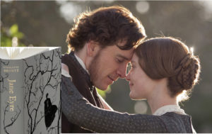 Michael Fassbender as hero Mr. Rochester and Mia Wasikowska as Jane Eyre enjoy a romantic moment in the 2011 film JANE EYRE