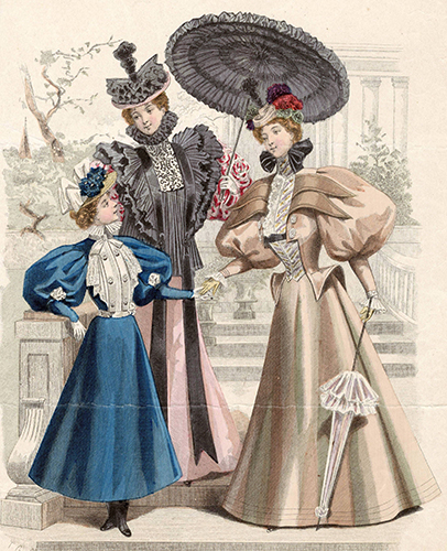 Victorian ladies with puffed sleeves