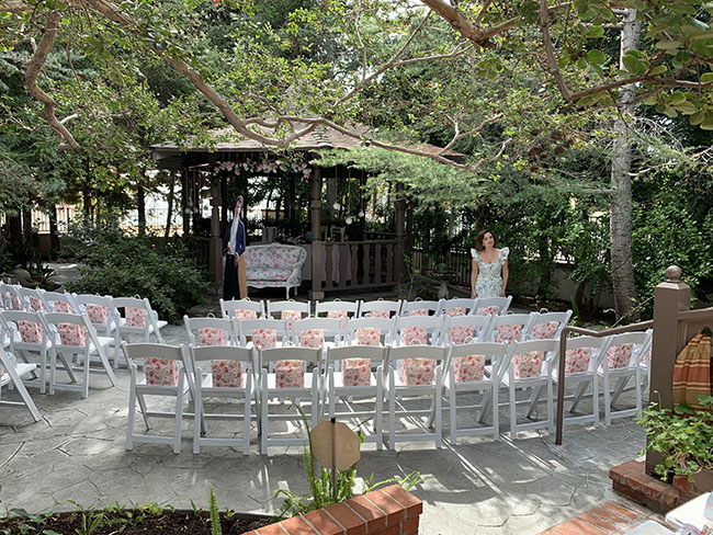 The garden patio was set up like a wedding