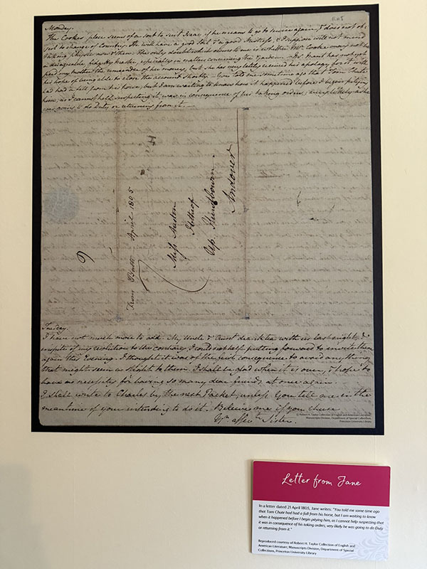 Letter from Jane Austen to her sister Cassandra about a visit to the Vyne